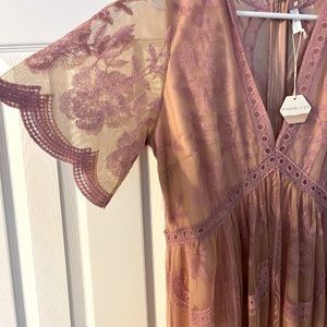 Pinkblush Dusty Rose Floral Lace Maxi Dress